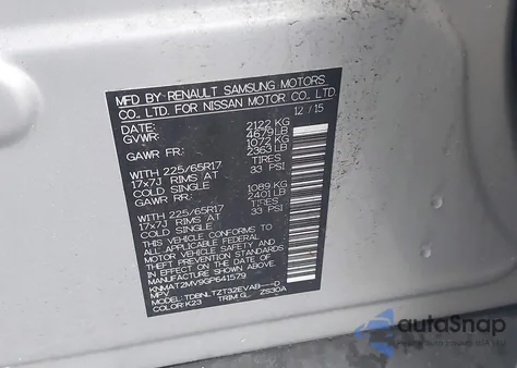 2016 Nissan Rogue Sv z USA, uszkodzony, nr VIN KNMAT2MV9GP641579